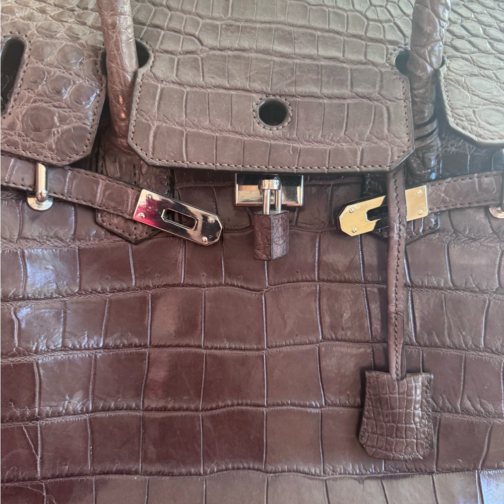 Real Crocodile leather Brown Handbag - Picture 3 of 16